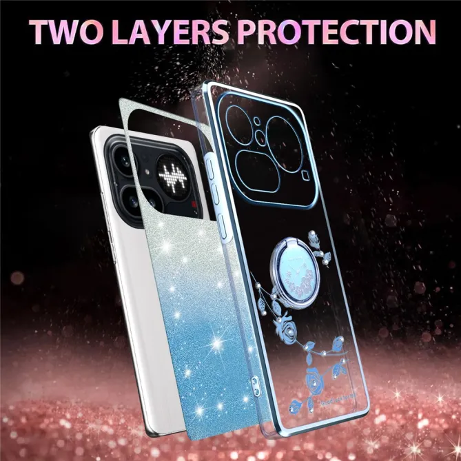 Coque Nothing Phone (4a) Pro Fleurs Pailletée Support Rotatif