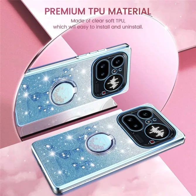 Coque Nothing Phone (4a) Pro Fleurs Pailletée Support Rotatif