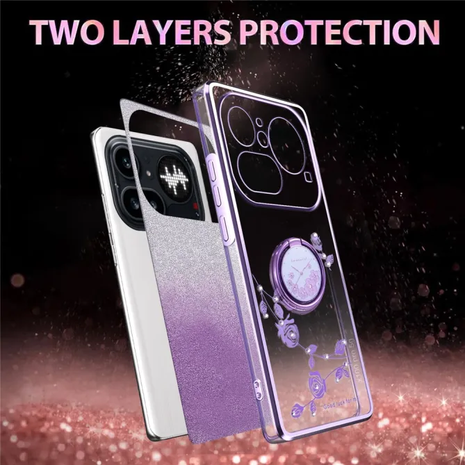 Coque Nothing Phone (4a) Pro Fleurs Pailletée Support Rotatif