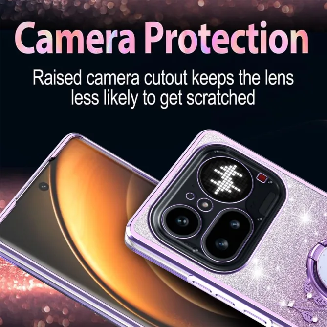 Coque Nothing Phone (4a) Pro Fleurs Pailletée Support Rotatif