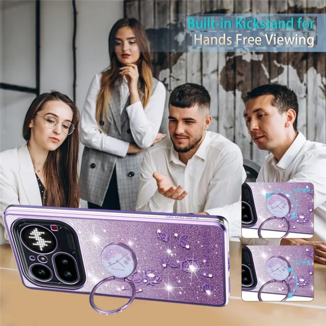 Coque Nothing Phone (4a) Pro Fleurs Pailletée Support Rotatif