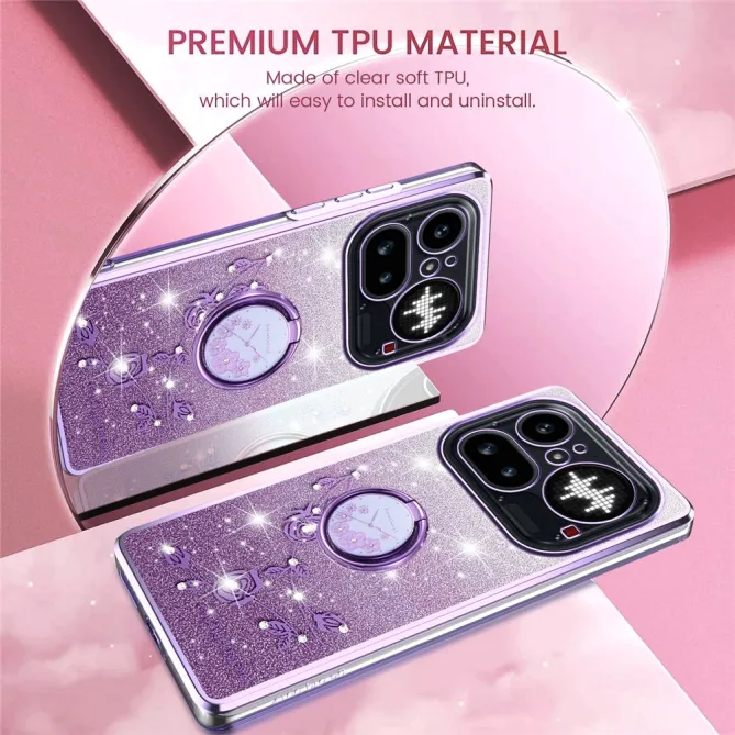 Coque Nothing Phone (4a) Pro Fleurs Pailletée Support Rotatif