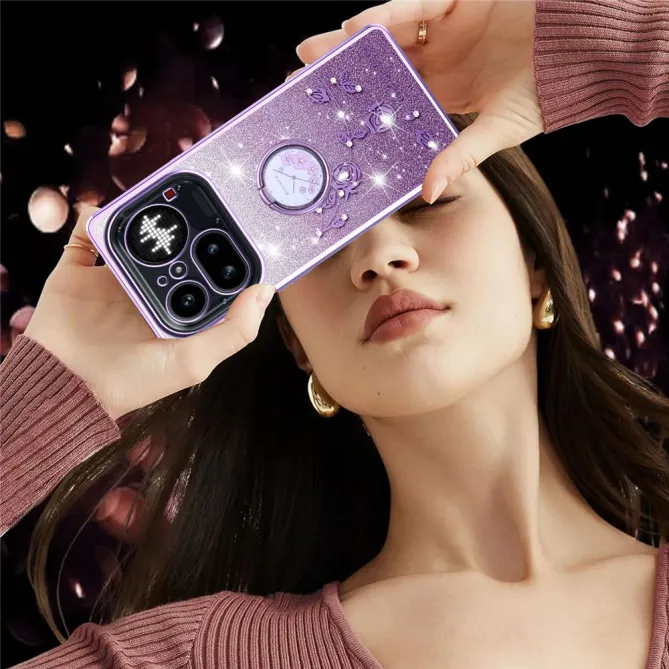 Coque Nothing Phone (4a) Pro Fleurs Pailletée Support Rotatif