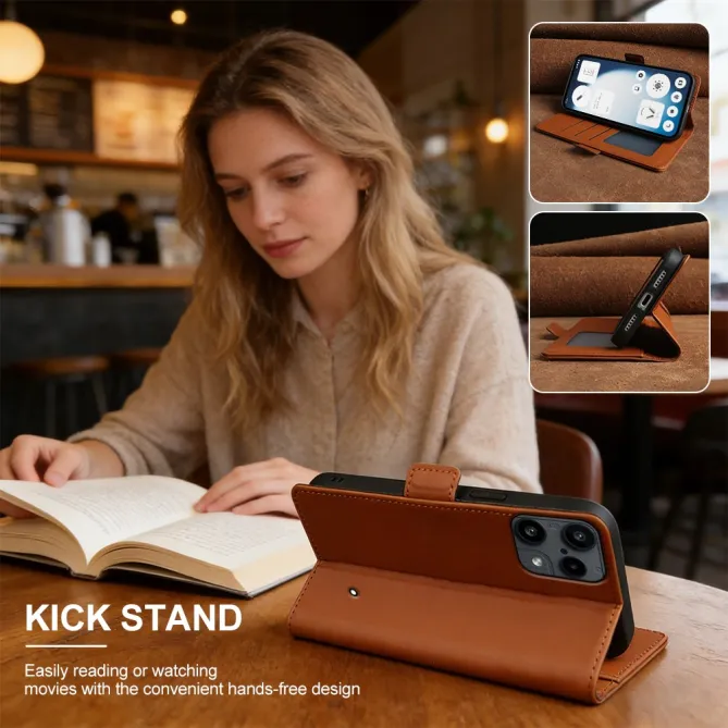 Housse Nothing Phone (3a) Lite Simili Cuir Skin-Touch avec Porte-Cartes