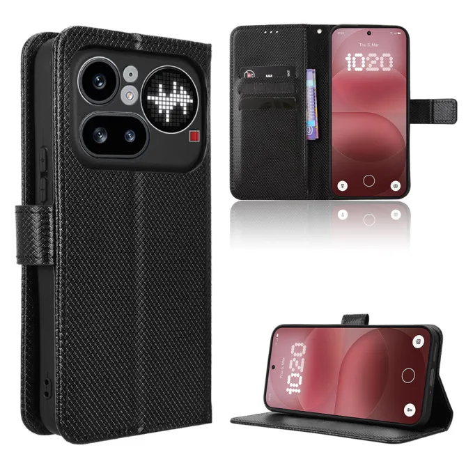 Housse Nothing Phone (4a) Pro Simili Cuir Diamant avec Lanière