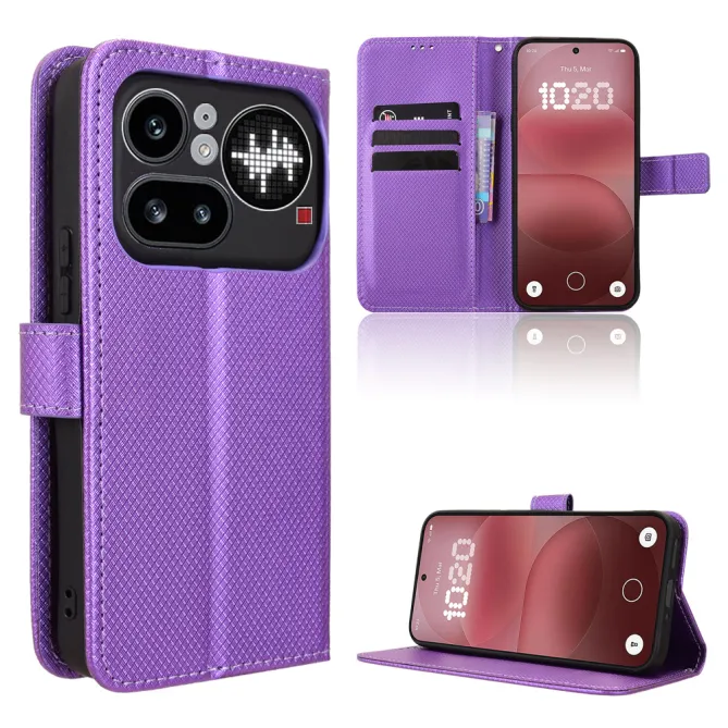 Housse Nothing Phone (4a) Pro Simili Cuir Diamant avec Lanière