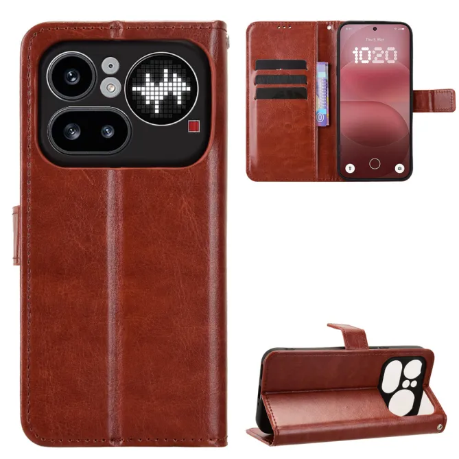 Housse Nothing Phone (4a) Pro Simili Cuir Patiné avec Lanière