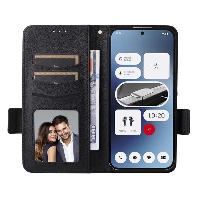 Housse Nothing Phone (2a) Plus / Phone (2a) Simili Cuir Litchi avec Dragonne