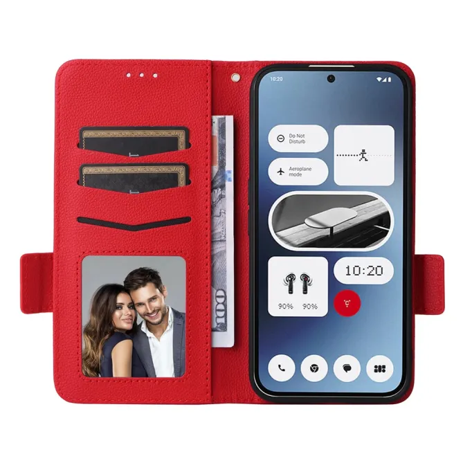 Housse Nothing Phone (2a) Plus / Phone (2a) Simili Cuir Litchi avec Dragonne