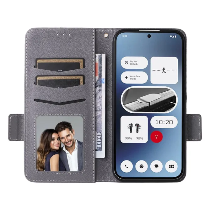 Housse Nothing Phone (2a) Plus / Phone (2a) Simili Cuir Litchi avec Dragonne