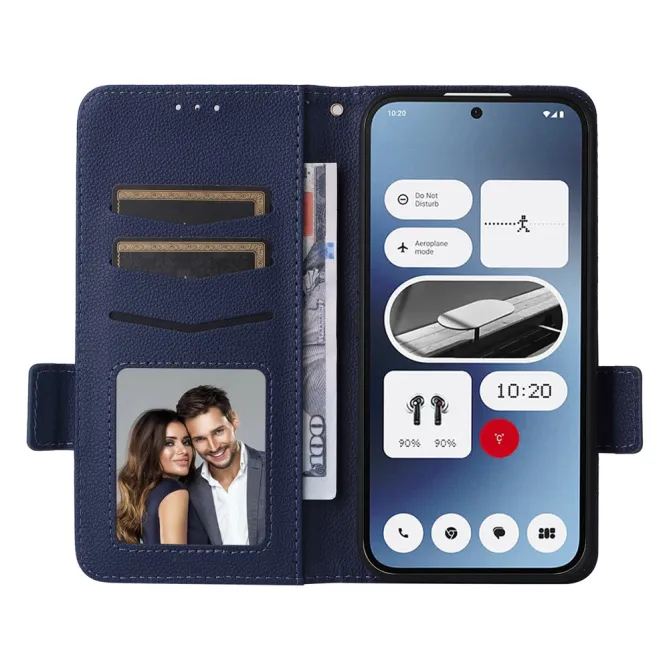 Housse Nothing Phone (2a) Plus / Phone (2a) Simili Cuir Litchi avec Dragonne