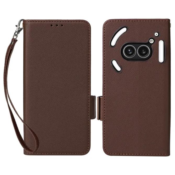 Housse Nothing Phone (2a) Plus / Phone (2a) Simili Cuir Litchi avec Dragonne