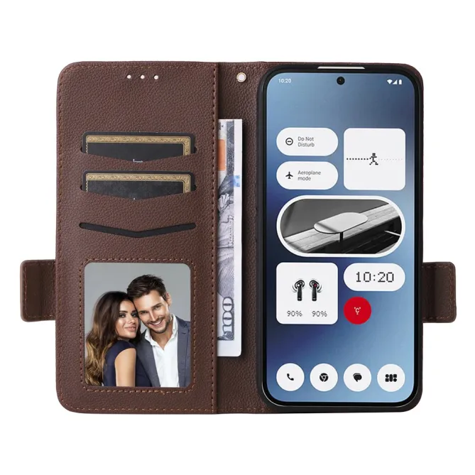 Housse Nothing Phone (2a) Plus / Phone (2a) Simili Cuir Litchi avec Dragonne