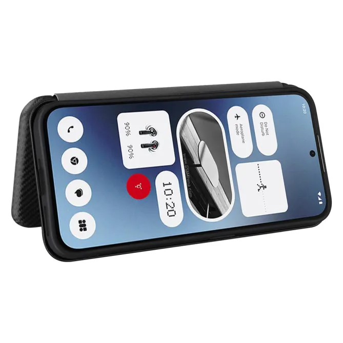 Flip Cover Nothing Phone (2a) Plus Simili Cuir Fibre de Carbone