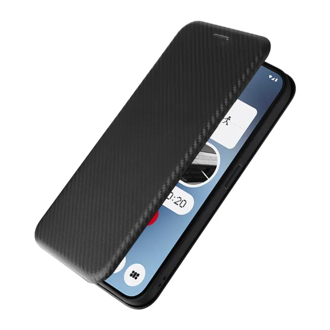 Flip Cover Nothing Phone (2a) Plus Simili Cuir Fibre de Carbone