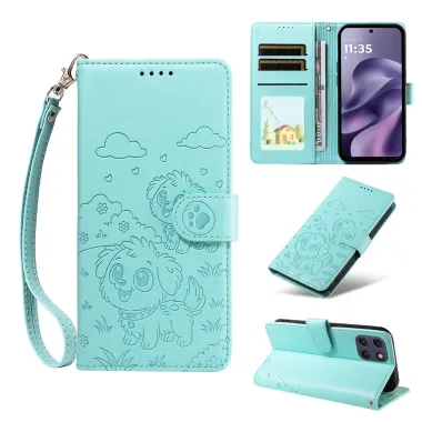 Housse Motorola Moto G17 Power 4G / Moto G17 4G RFID Motif Chien Simili Cuir avec Dragonne