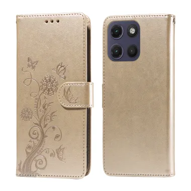 Housse Motorola Moto G17 Power 4G / Moto G17 4G Papillons Fleurs Simili Cuir