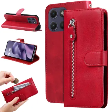 Housse Motorola Moto G17 Power 4G / Moto G17 4G Portefeuille Zippée Simili Cuir