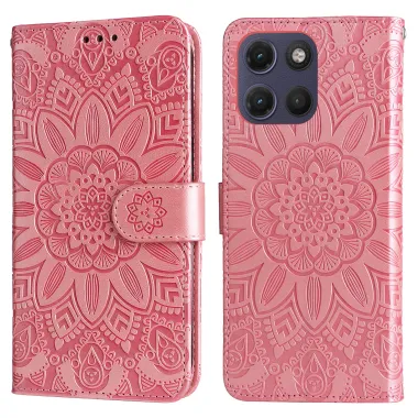 Housse Motorola Moto G17 Power 4G / Moto G17 4G Motif Tournesol Simili Cuir