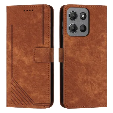 Flip Cover Motorola Moto G17 Power 4G / Moto G17 4G Simili Cuir Lignes en Relief