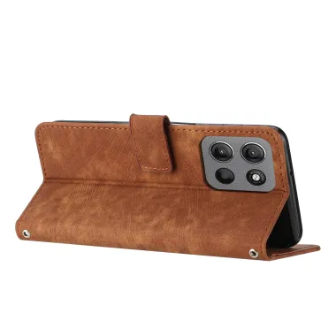 Flip Cover Motorola Moto G17 Power 4G / Moto G17 4G Simili Cuir Lignes en Relief