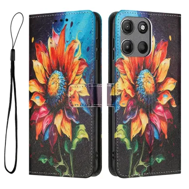 Housse Motorola Moto G17 Power 4G / Moto G17 4G Motifs Imprimes Simili Cuir avec Laniere