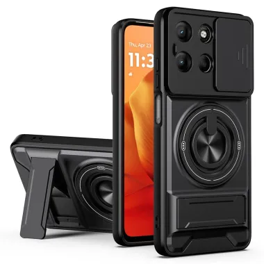 Coque Motorola Moto G17 Power 4G / Moto G17 4G / Moto G15 4G Magnetique Cache Objectif Support Pliable