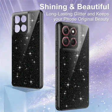 Coque Motorola Moto G17 Power 4G / Moto G17 4G / Moto G15 4G / Moto G15 Power 4G Magnetique Pailletee Anti-Choc avec Laniere