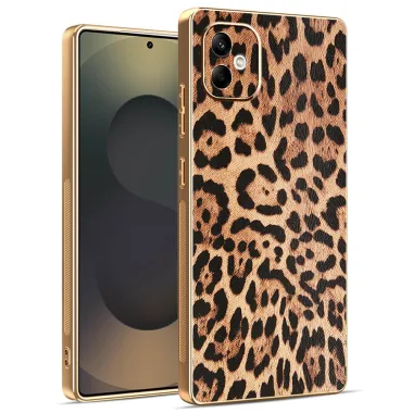 Coque Samsung Galaxy A07 Motif Léopard avec Contours Dorés Métallisés