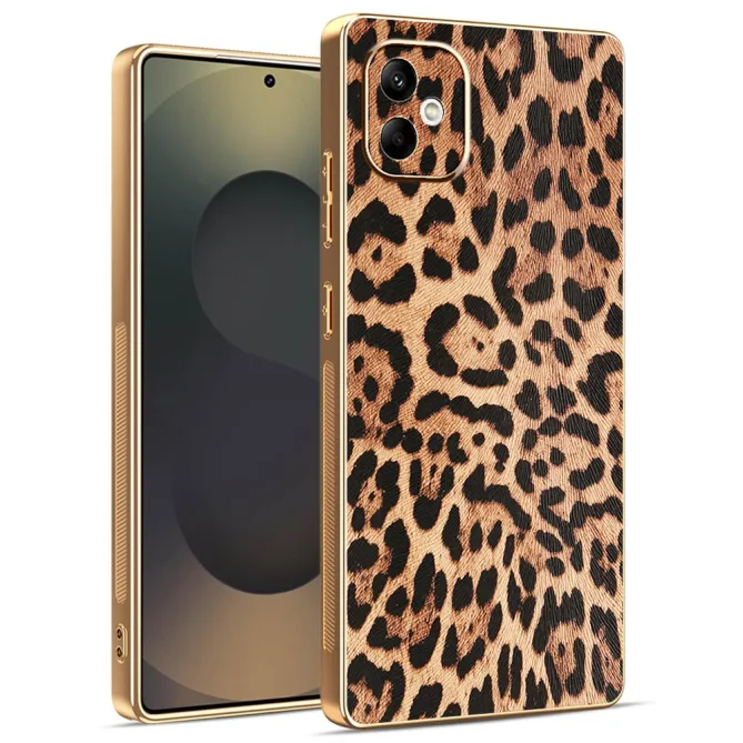 Coque Samsung Galaxy A07 Motif Léopard avec Contours Dorés Métallisés