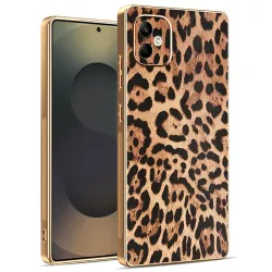 Coque Samsung Galaxy A07 Motif Léopard avec Contours Dorés Métallisés