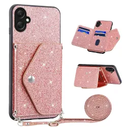 Coque Samsung Galaxy A07 Paillettes Porte-cartes avec Lanière