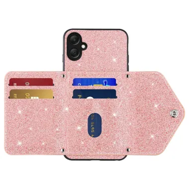 Coque Samsung Galaxy A07 Paillettes Porte-cartes avec Lanière