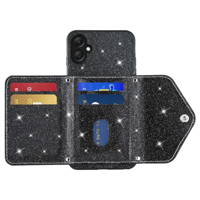 Coque Samsung Galaxy A07 Paillettes Porte-cartes avec Lanière
