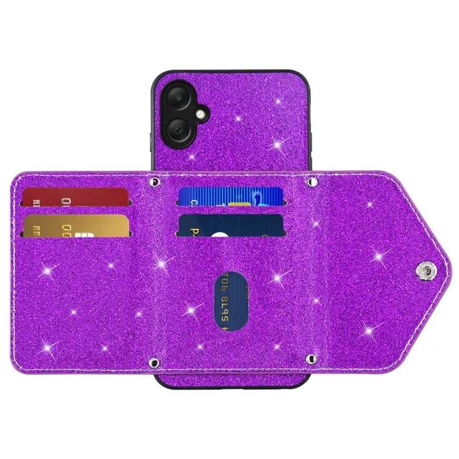Coque Samsung Galaxy A07 Paillettes Porte-cartes avec Lanière