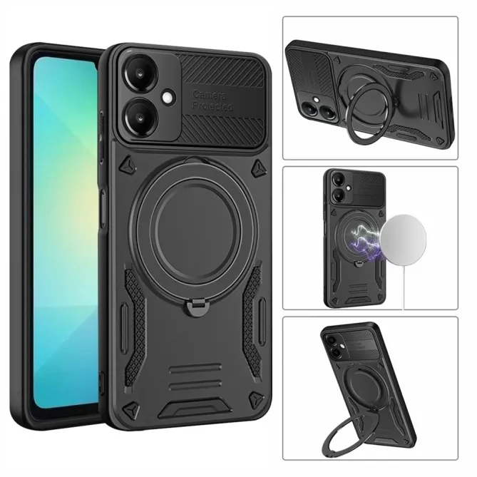 Coque Samsung Galaxy A07 Magnétique Antichoc avec Anneau Rotatif et Cache Caméra