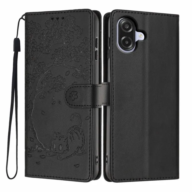 Housse Samsung Galaxy A07 Motif Chat et Arbre avec Dragonne