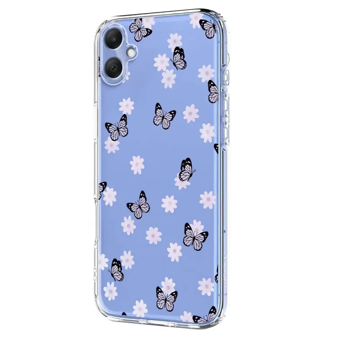 Coque Samsung Galaxy A07 Fleurs et Papillons Transparente