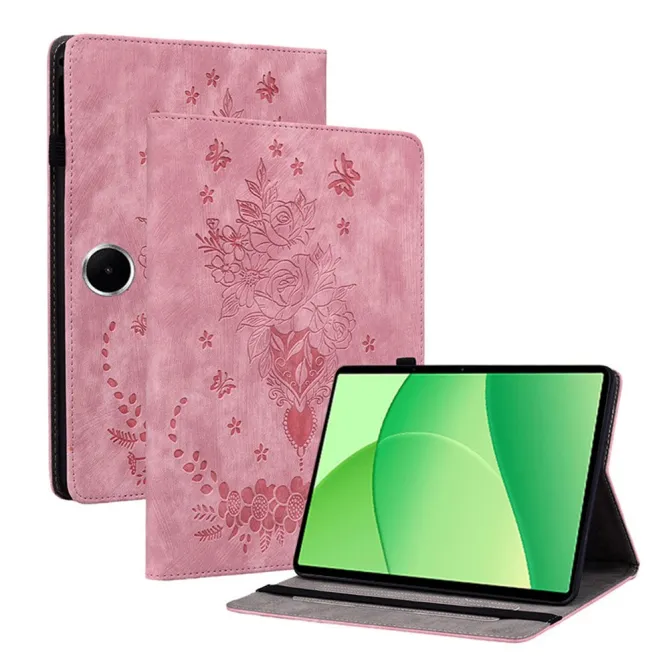 Housse Oppo Pad SE Gravure Roses et Papillons