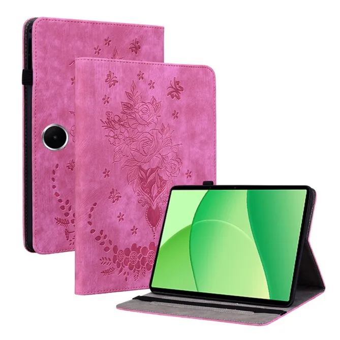 Housse Oppo Pad SE Gravure Roses et Papillons