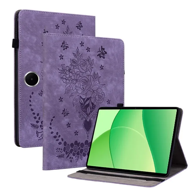 Housse Oppo Pad SE Gravure Roses et Papillons