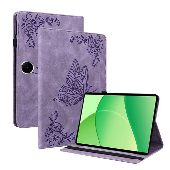 Housse Oppo Pad SE Papillons et Fleurs Gravés