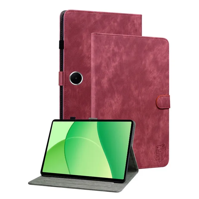 Housse Oppo Pad SE Effet Cuir Vintage avec Gravure Tigre