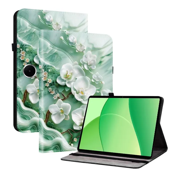 Housse Oppo Pad SE Orchidées et Texture Marbrée