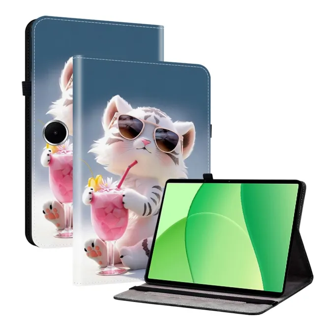 Housse Oppo Pad SE Chat à Lunettes et Cocktail