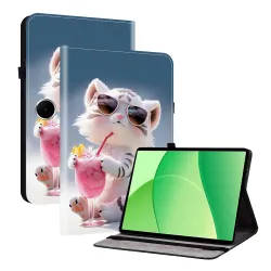 Housse Oppo Pad SE Chat à Lunettes et Cocktail