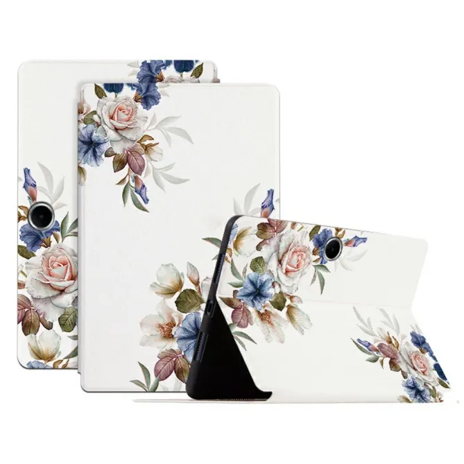 Housse Oppo Pad SE Fleurs Romantiques Fond Blanc