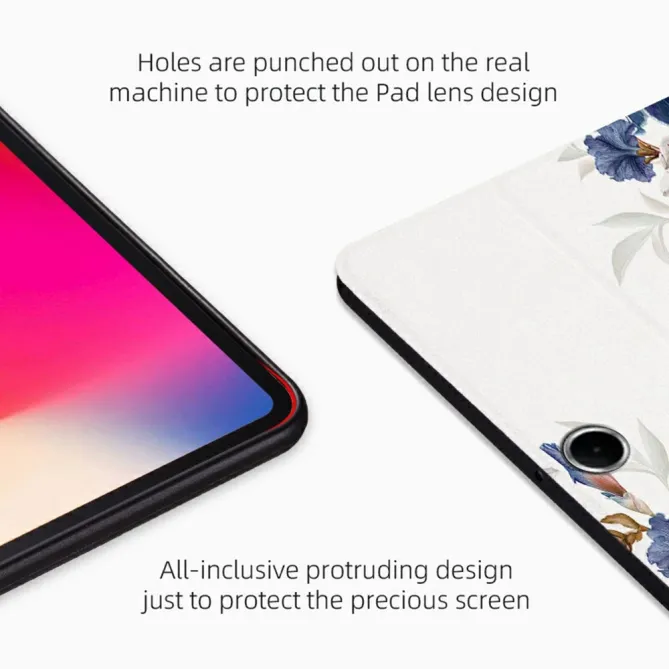 Housse Oppo Pad SE Fleurs Romantiques sur Fond Noir