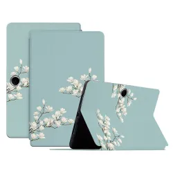 Housse Oppo Pad SE Fleurs Blanches et Fond Bleu Ciel