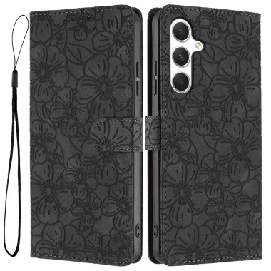 Etui Samsung Galaxy A27 Héloïse Fleurs de Cerisier Gravées avec Dragonne